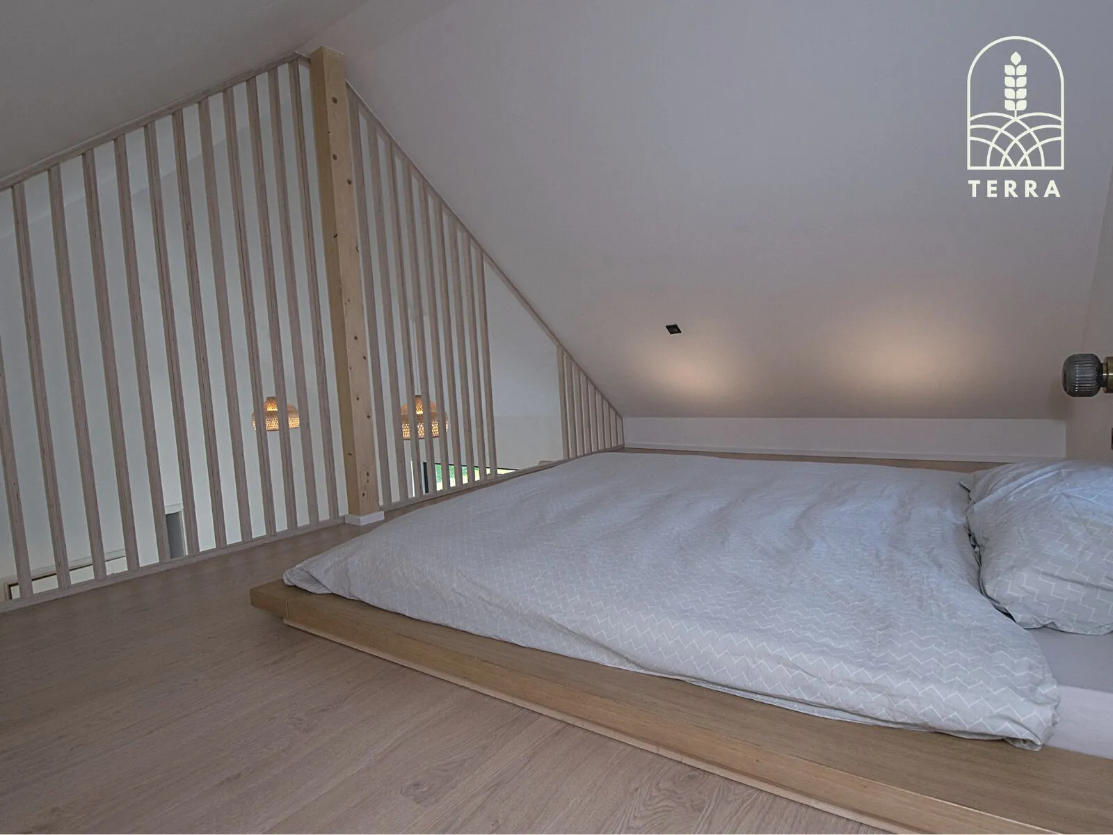 The loft from the ladder — Terra House, Ventspils