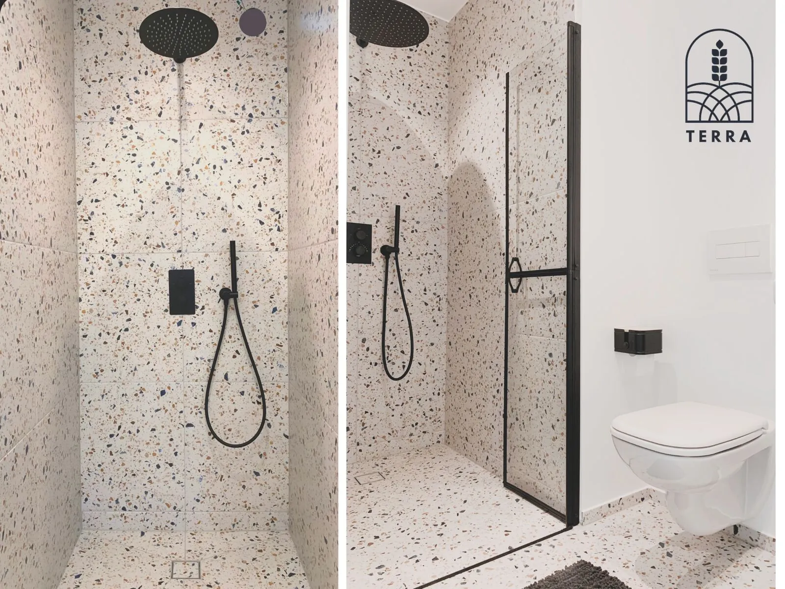 Two bathrooms, one design — Terra House, Ventspils